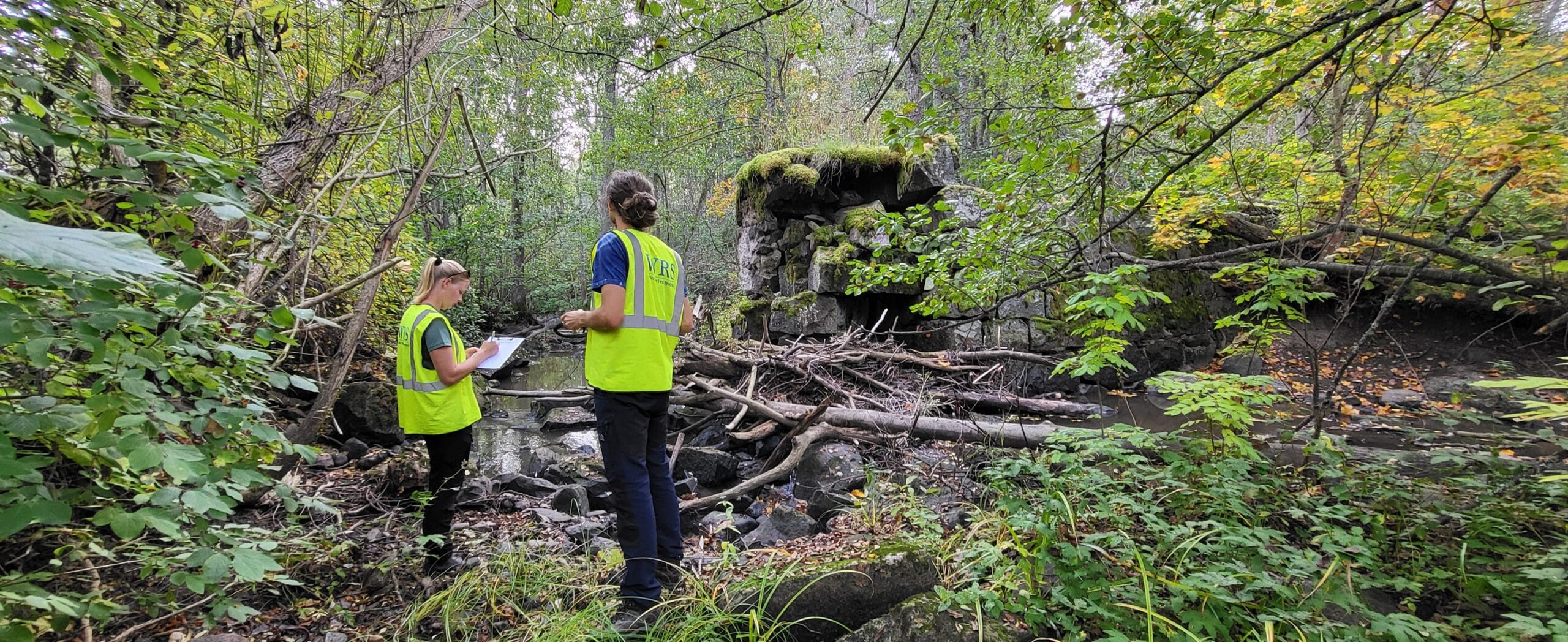 Bild visar Johanna och Hannes ute i fält.